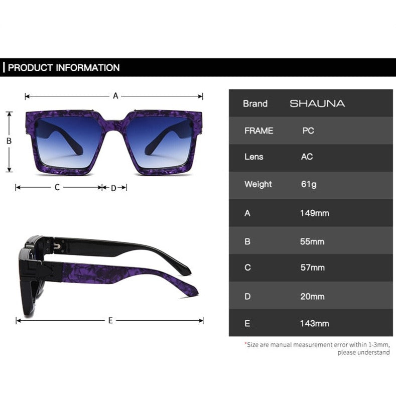 Unisex Fashionable Retro Square Shades UV400